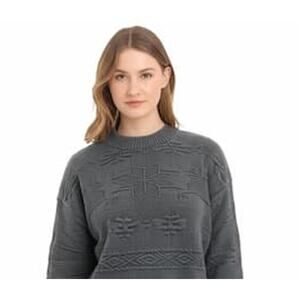 Eddie Bauer Womens Sweater Gray Pullover 100% Cotton Large
